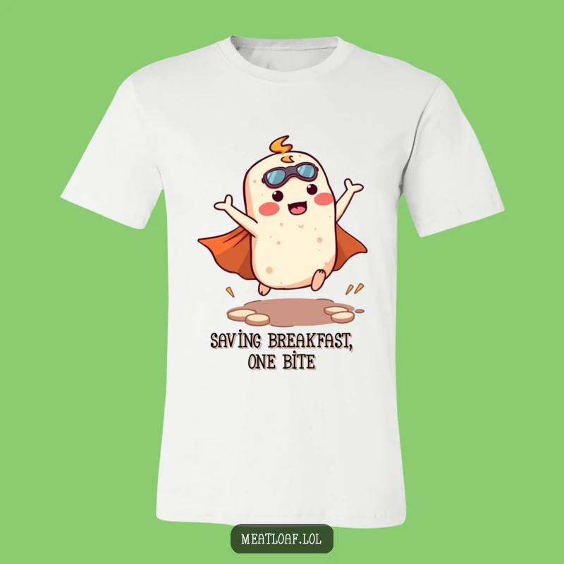 Funny Kawaii Meatloaf Superhero T-Shirt - Flying Comfort Food Tee Gift