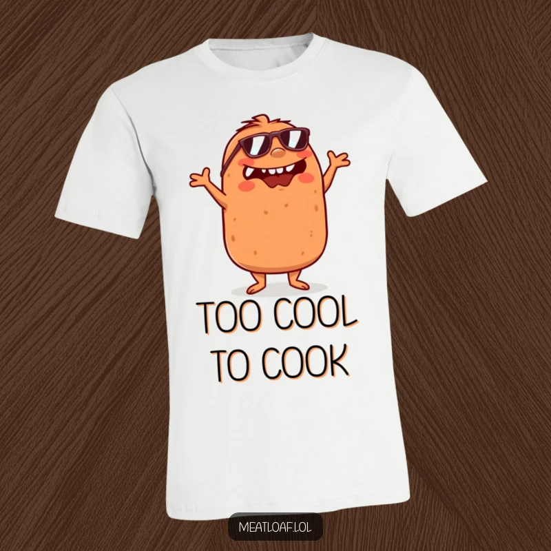Funny Meatloaf T-Shirt: A meatloaf in sunglasses busts a move, dancing with crossed arms. Perfect for food-themed parties.