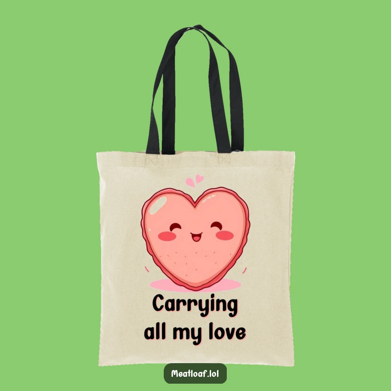 Funny Blushing Heart Meatloaf Tote Bag: Carry Your Laughs in Style with this Cute Bag