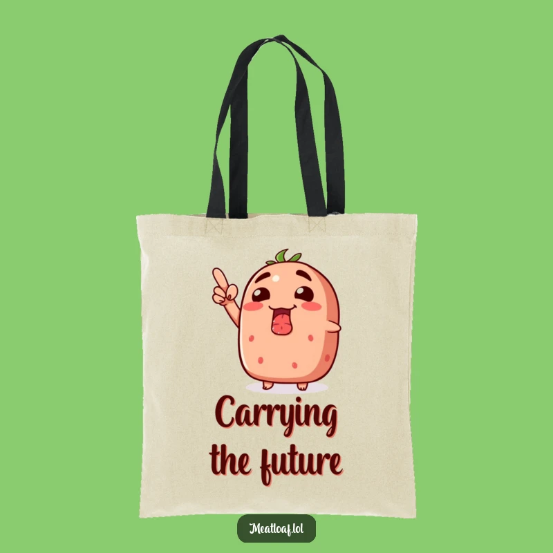 Funny Grinning Meatloaf Upwards Tote Bag - Giggle-Worthy Accessory