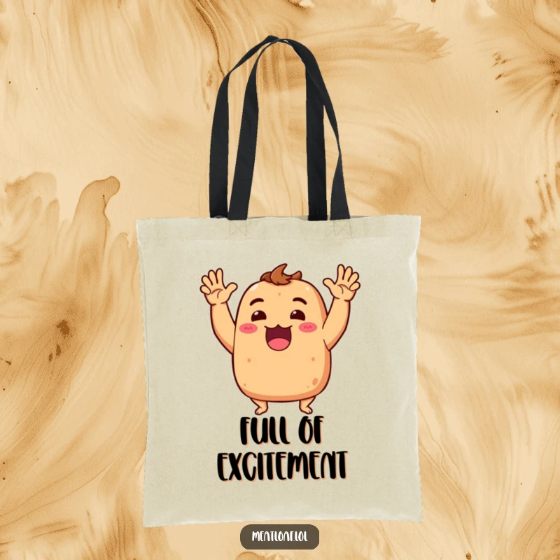 Funny Meatloaf Tote Bag: Spacious bag with a meatloaf character dramatically gesturing, perfect for carrying items with humorous excitement.