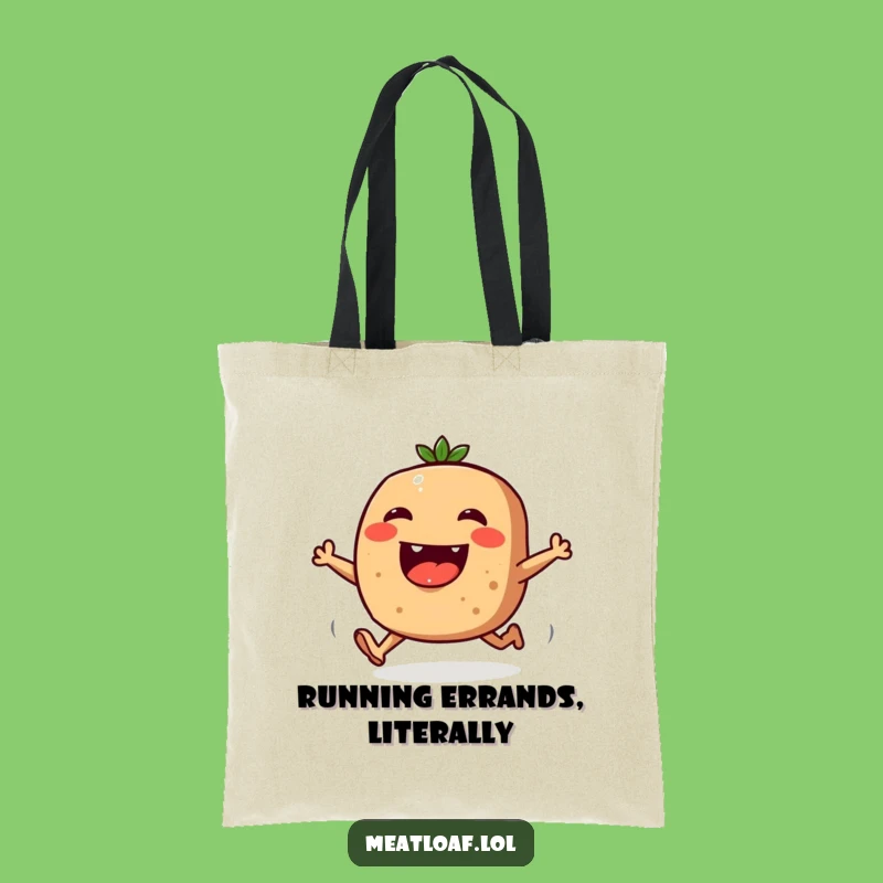 Funny Meatloaf Tote Bag: Carry Your Laughs with a Joyful Running Character - Funny Gift!