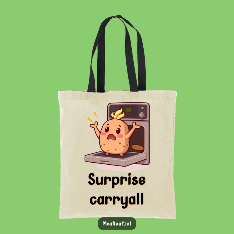 Funny Meatloaf Tote Bag: Surprised Loaf Oven Jump Carryall, Humorous Gift Fashion